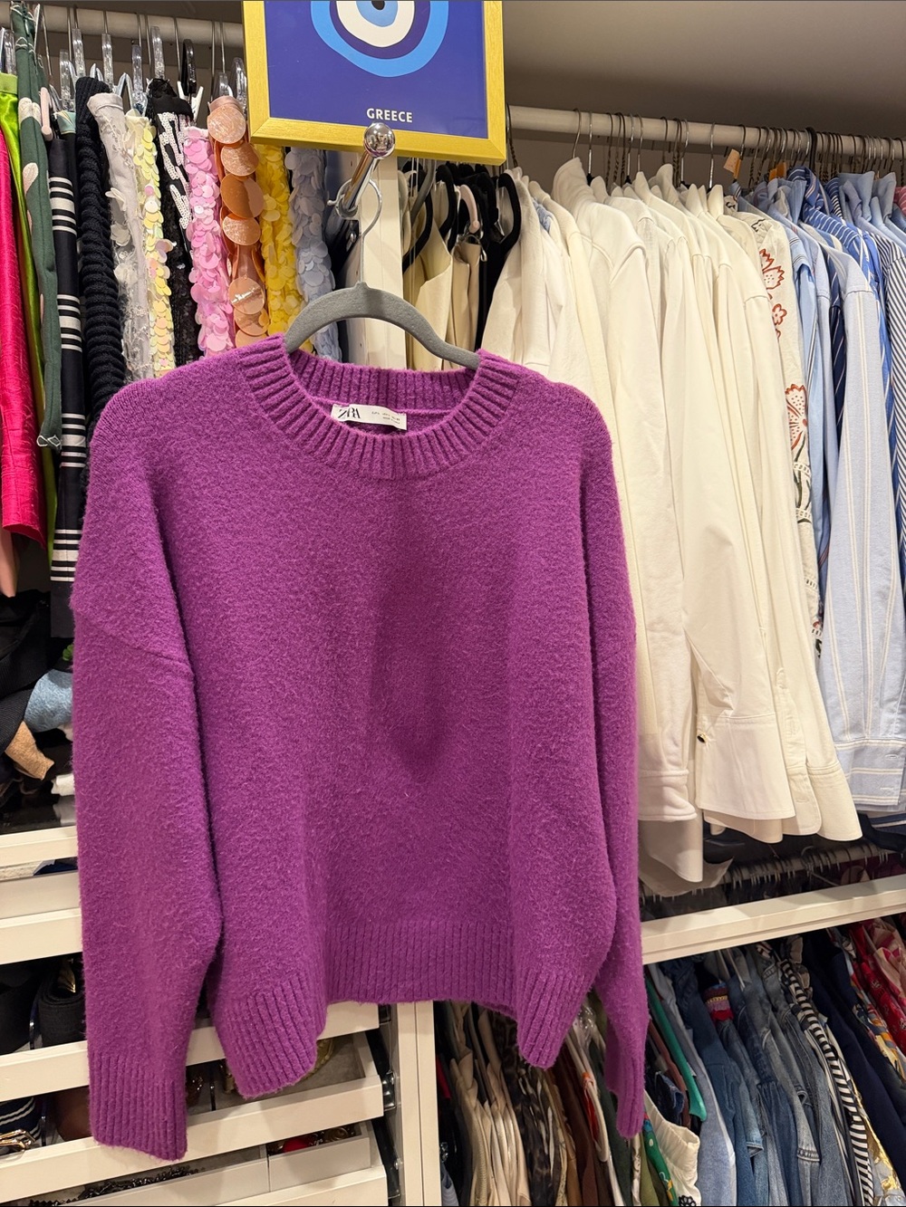 Zara Bright Purple Cozy Crewneck Sweater